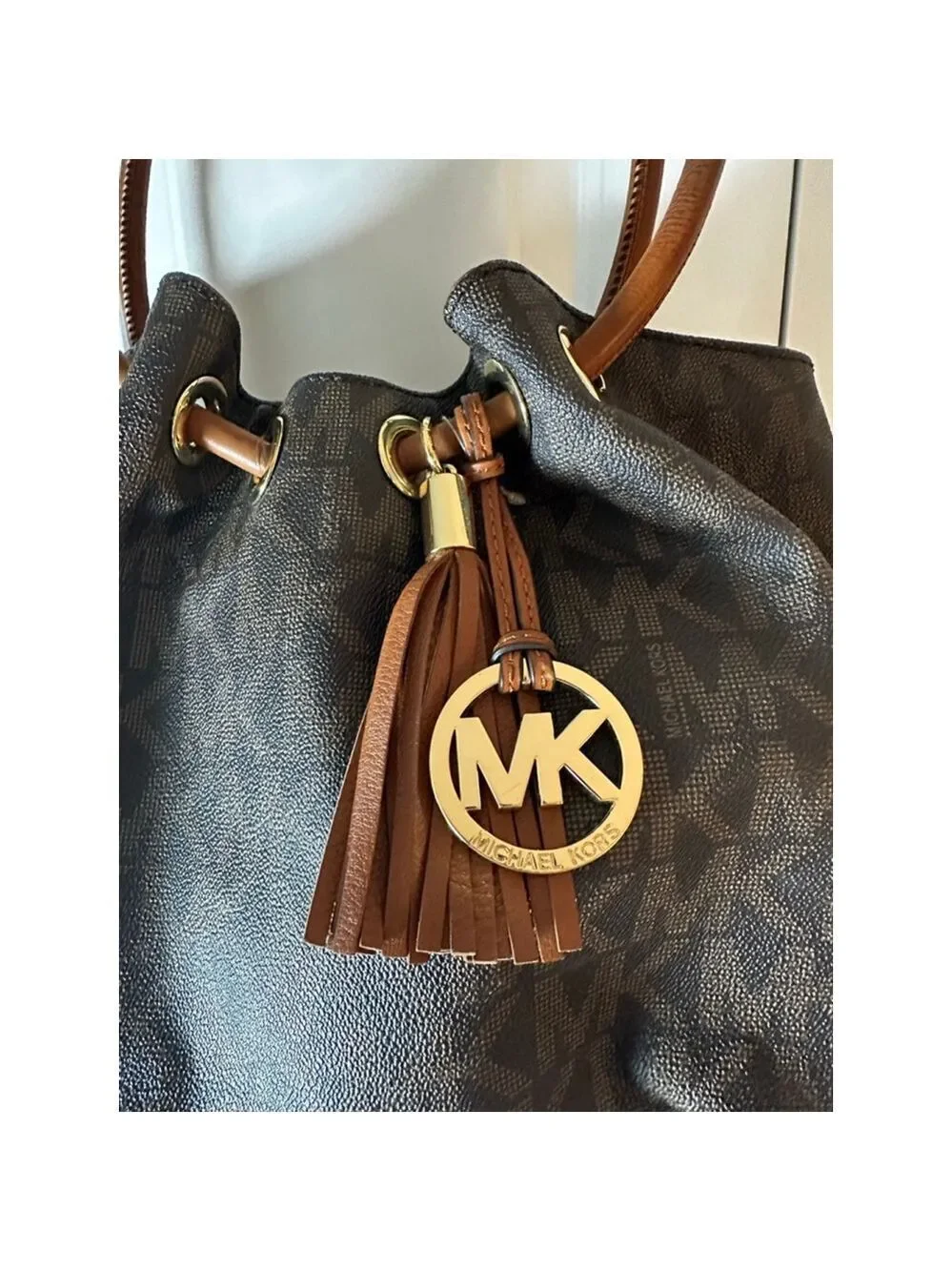 Women's Michael Kors Brown Tan Monogram Shoulder Bag One Size